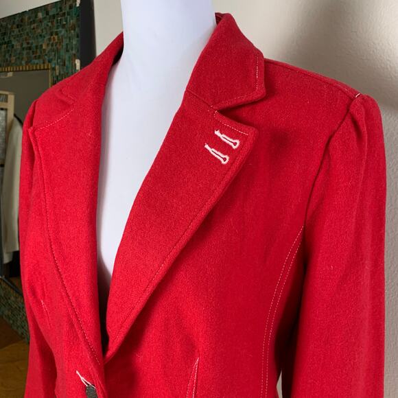 Vintage Size XL Women's Wool Blend Blazer Jacket Red Equestrian Western Quality - Picture 3 of 10